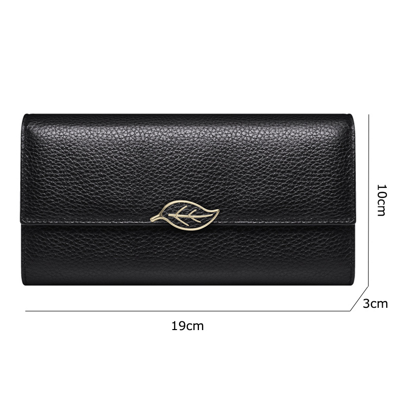 Lychee Pattern First Layer Cowhide Women's Long Wallet - Image 2