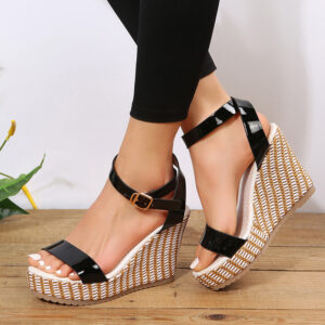 Wedge Straw Woven Hemp Rope Ankle-strap Women's Sandals