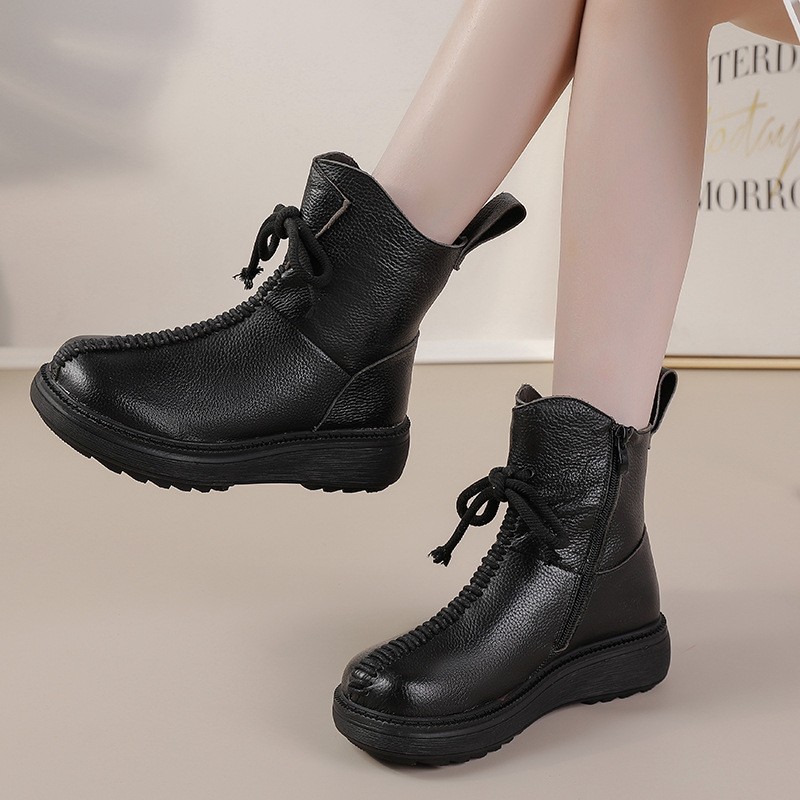 Women's Top Layer Cowhide Platform Boots - Image 4