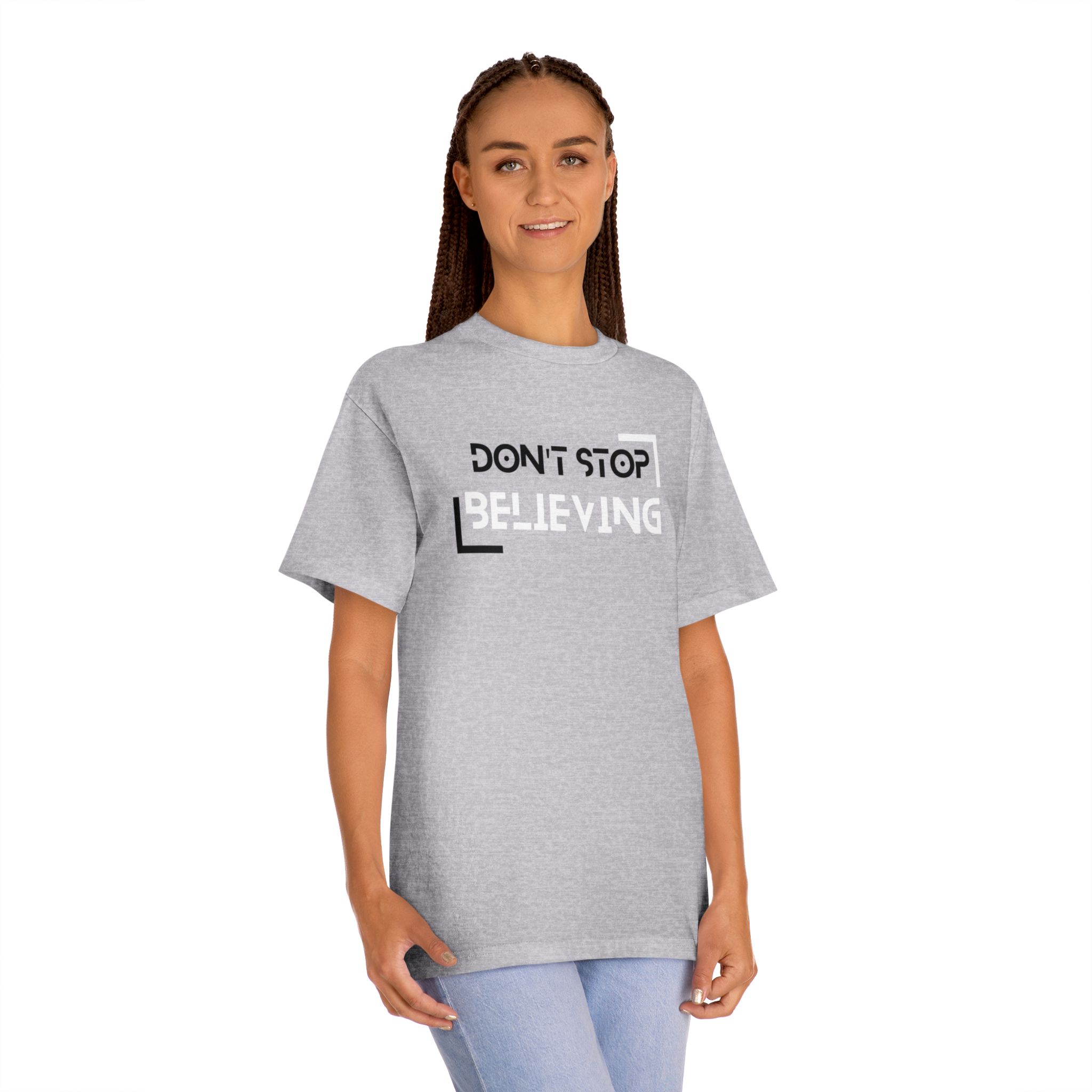 Don't Stop Believin' Unisex Classic Tee, Motivational T-Shirt, Inspirational Apparel, Gift for Music Lovers, Everyday Casual Wear, T-Shirt for Men and Women - Image 7
