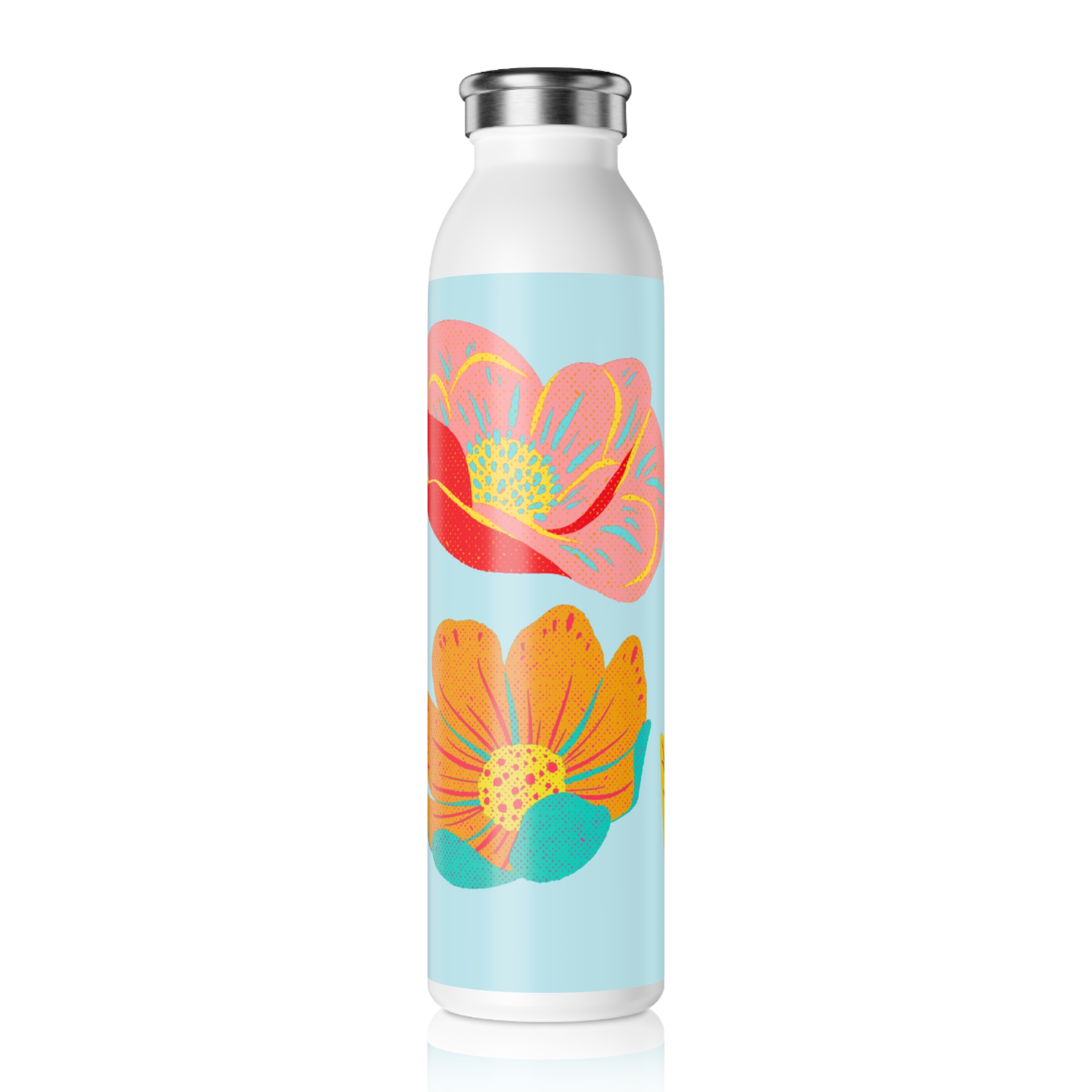 Floral Slim Water Bottle | Eco-Friendly Hydration, Perfect for Summer Picnics, Outdoor Adventures, Gym, Travel, Gifts, Floral Design