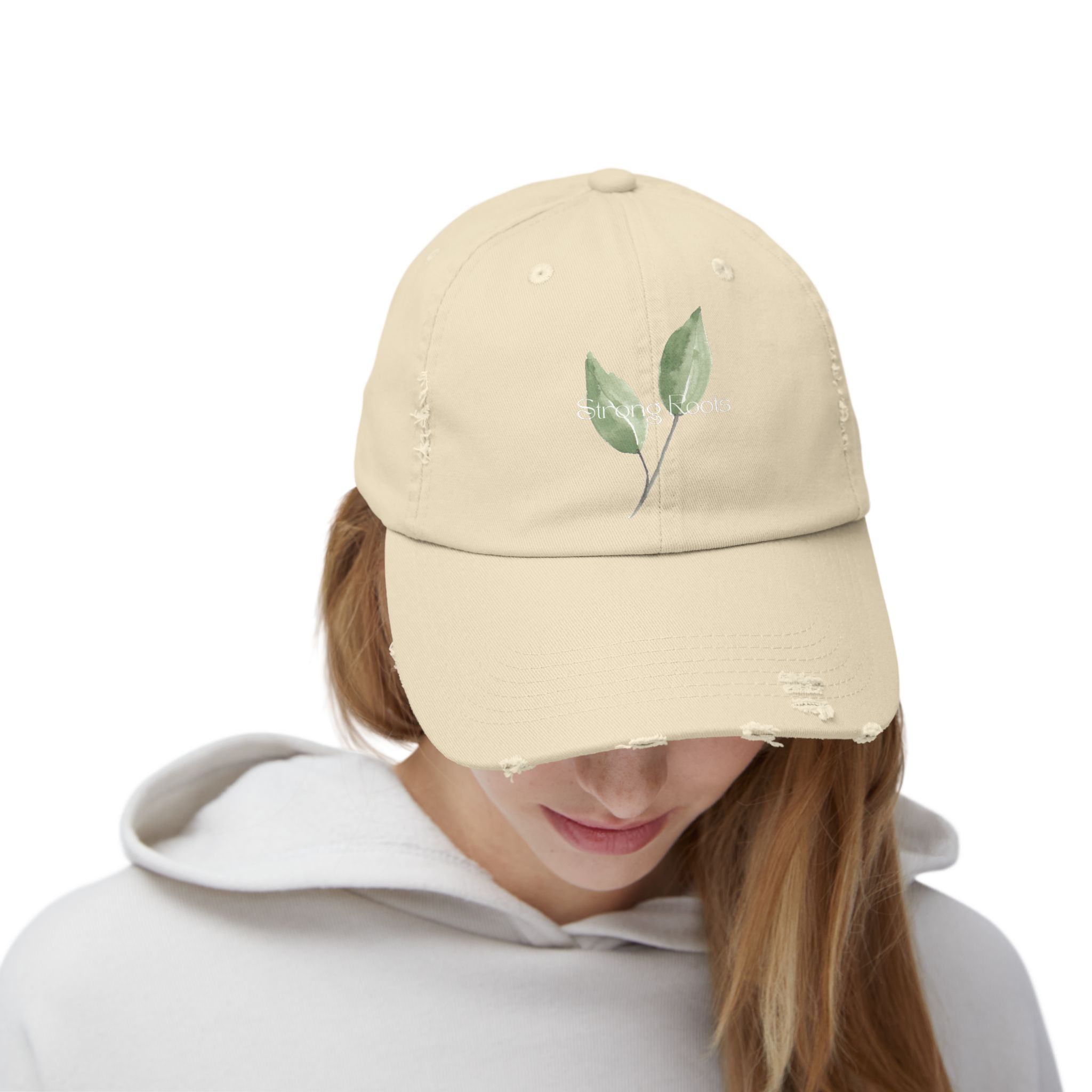 Distressed Cap with Leaf Design, Casual Hat, Trendy Headwear, Gifts for Nature Lovers, Summer Accessory, Outdoor Events - Image 4