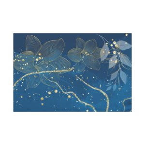 Floral Blue Canvas Art Print, Elegant Wall Decor, Home Office Aesthetic, Gift for Her, Modern Room Art, Nature-Inspired Decor