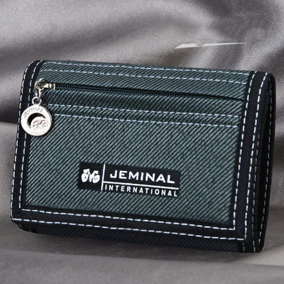 Men's Contrasting Color Casual Canvas 3 Fold Short Wallet - Image 8