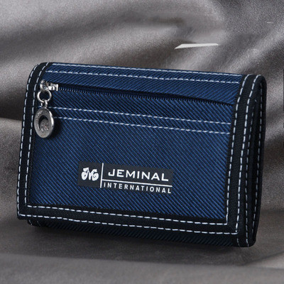 Men's Contrasting Color Casual Canvas 3 Fold Short Wallet - Image 7