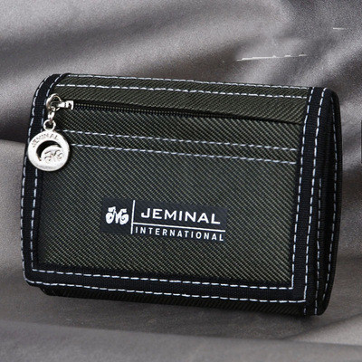 Men's Contrasting Color Casual Canvas 3 Fold Short Wallet - Image 2