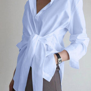 Women's Loose Tie Long Sleeve Casual Shirt