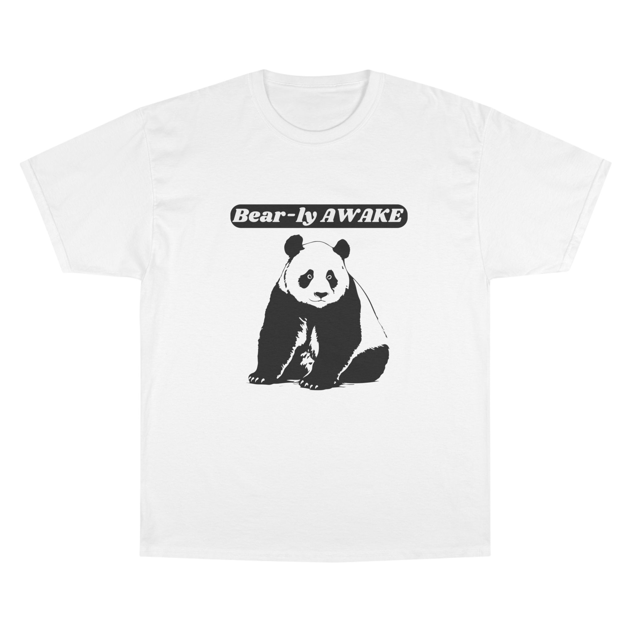 Panda Motivational T-Shirt - Bear-ly Awake, Cute Gift for Animal Lovers, Funny Tee for Coffee Lovers, Casual Wear, T-Shirt for Men - Image 2