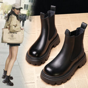 Women's Thick Soled Leather Boots