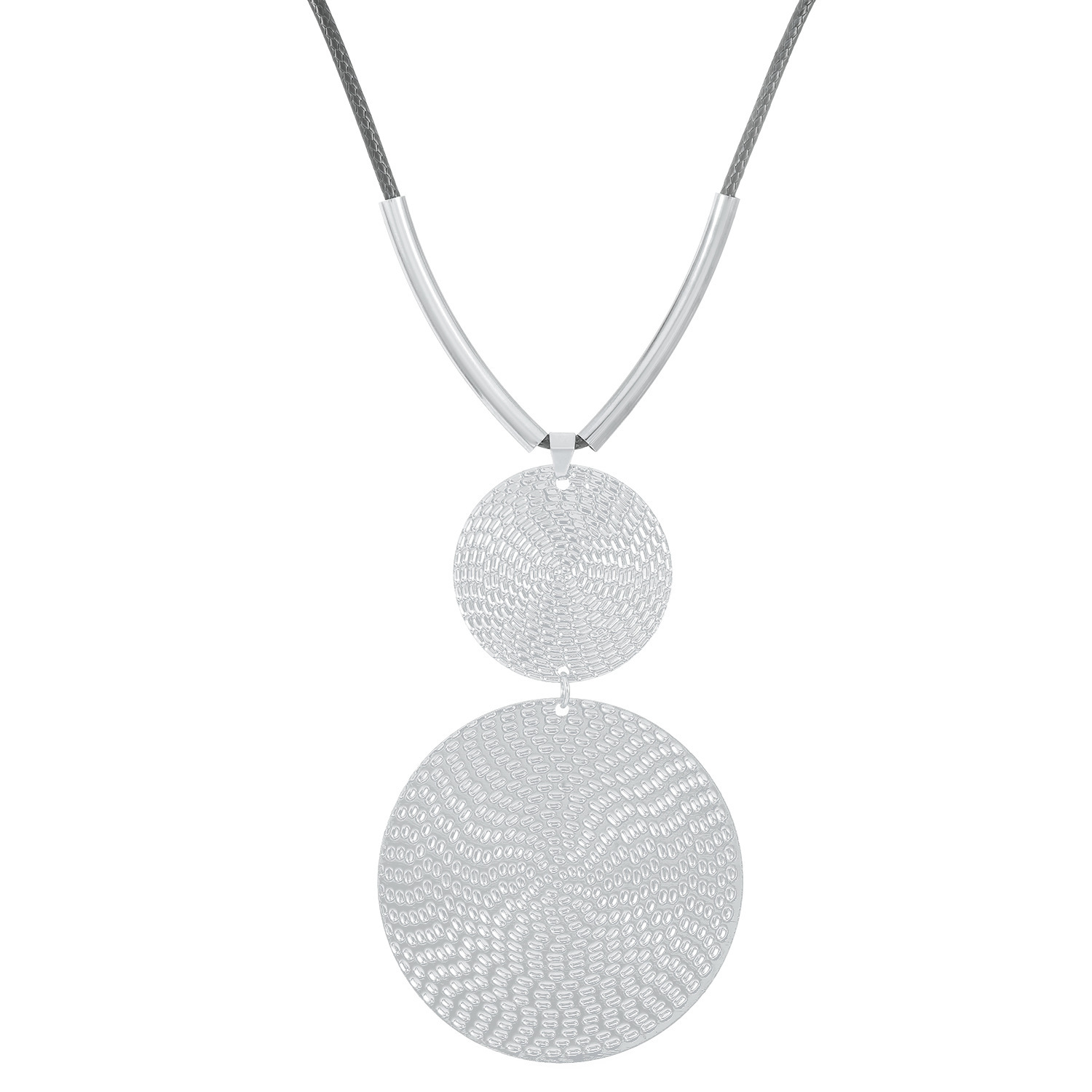 Pattern Double Round Pendant Necklace - Image 4