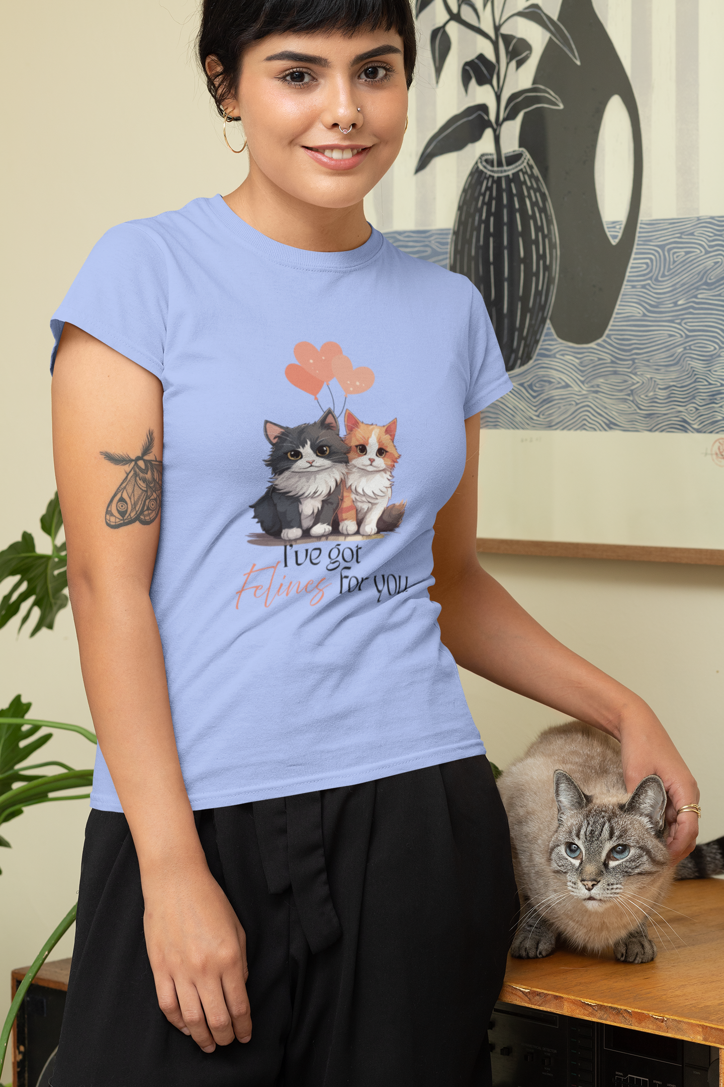 Cute Cat Graphic Tee for Women, Fun Love Shirt, Gift for Cat Lovers, Animal Lover Tee, Casual Pet Lover Apparel, Gift for Cat Owners