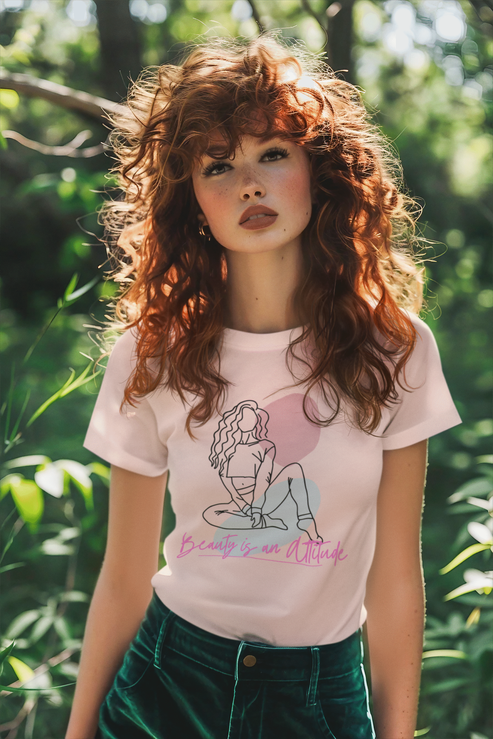 Empowering Quote Tee, Beauty is our Attitude Shirt, Feminine Unisex Cotton Tee, Self-Love Gift, Inspirational Graphic T-shirt, Empowered Women T-Shirt