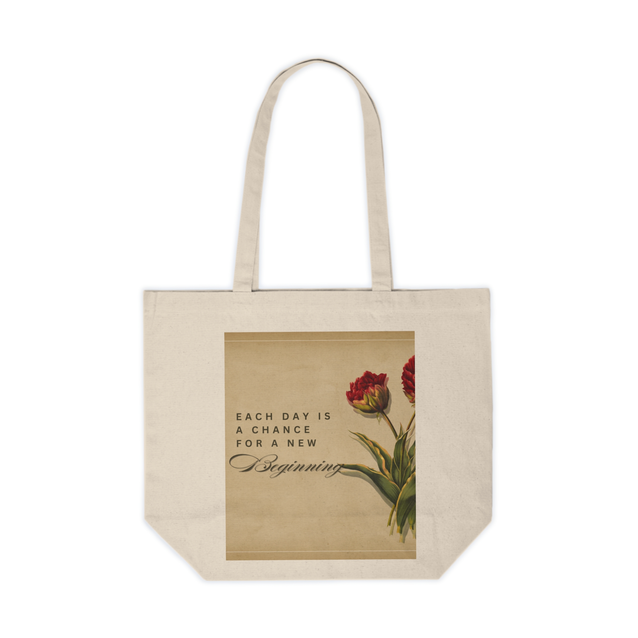 Inspirational Canvas Shopping Tote - Motivational Gift, Eco-Friendly Bag, Floral Tote, Beach Bag, New Beginnings - Image 2