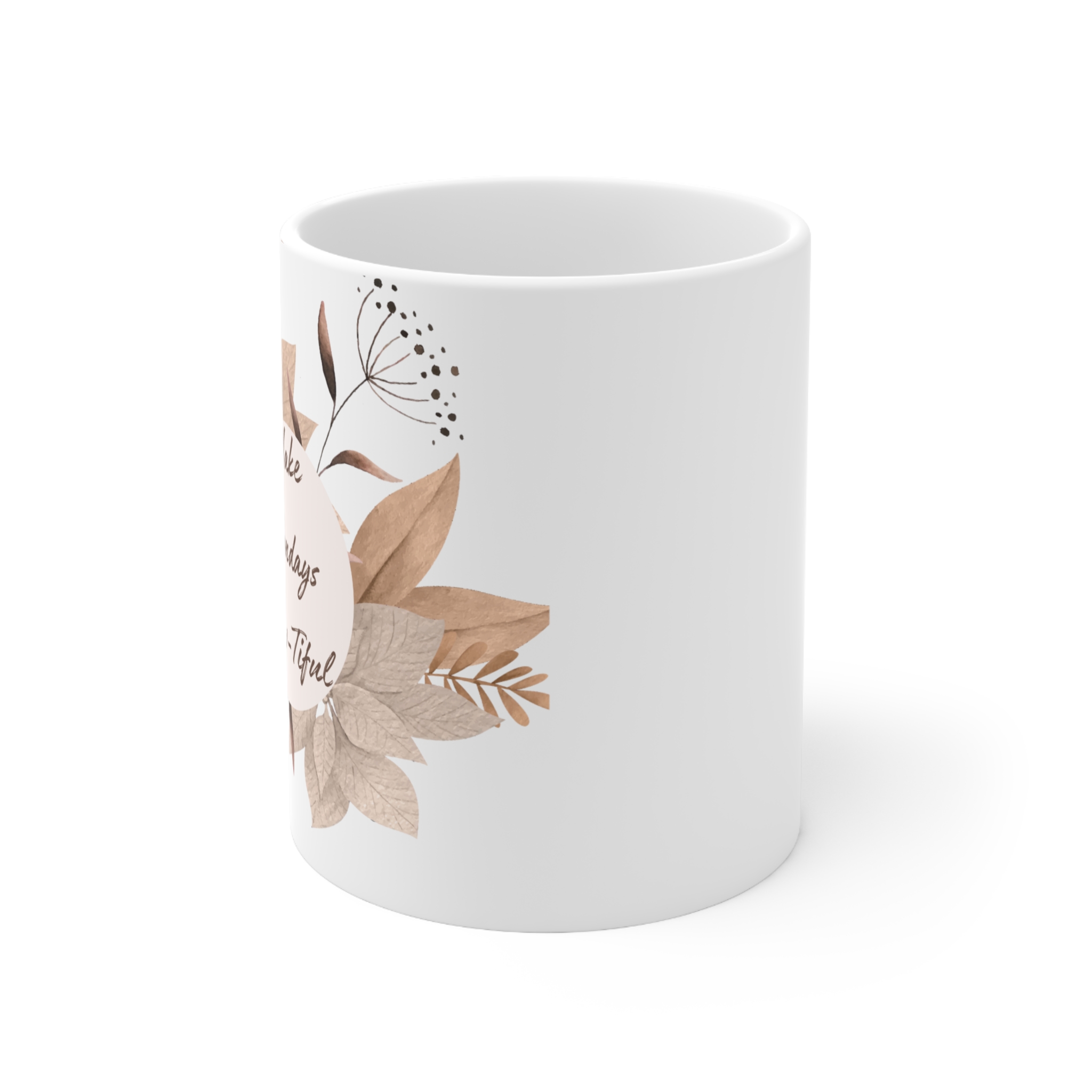 Ceramic Coffee Cups with Floral Design, Make Mondays Brew-tiful, Gift for Coffee Lovers, Cozy Mornings, Motivational Mugs, Office Decor - Image 2