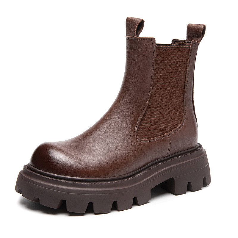 Women's Thick Soled Leather Boots - Image 3