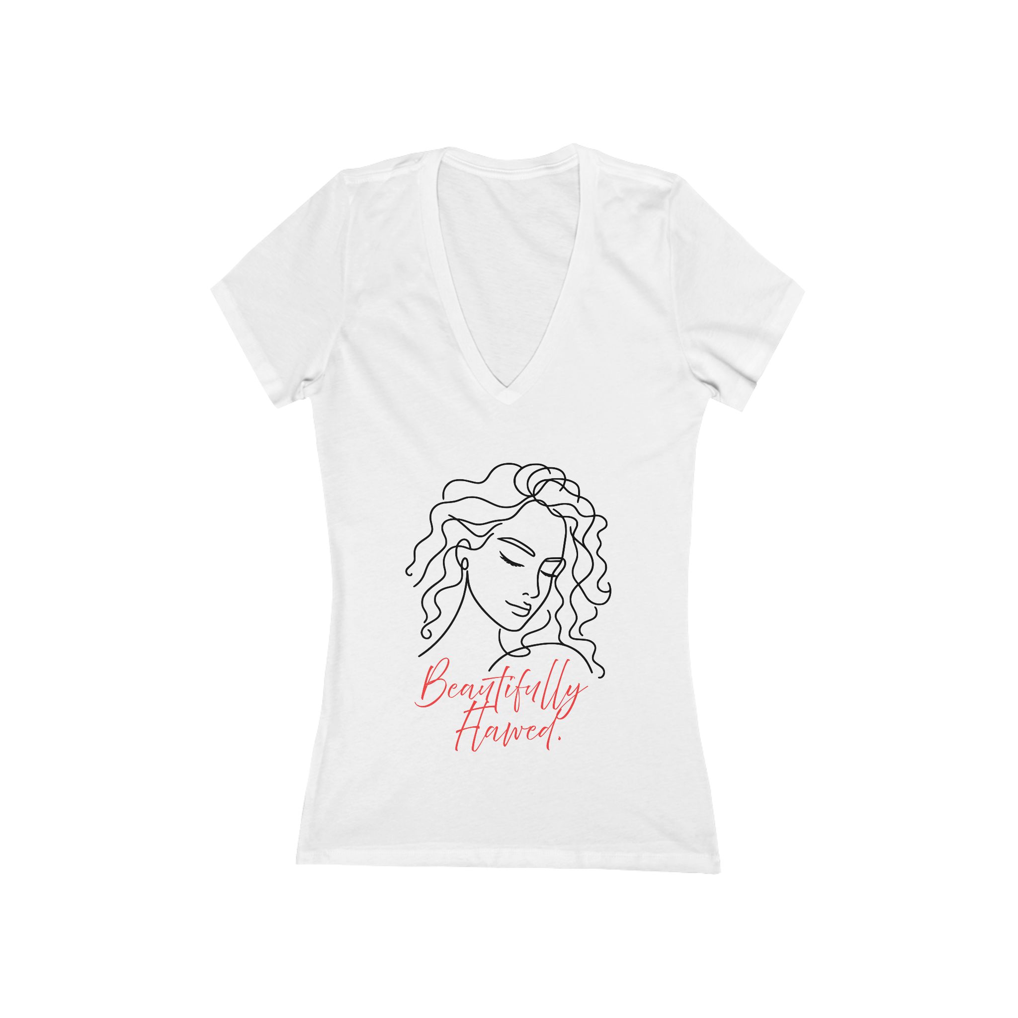 Beautifully Flawed Women's V-Neck Tee, Casual Top, Unique Gift, Inspirational Shirt, Boho Style T-Shirt, Everyday Wear, Women's T-Shirt - Image 2