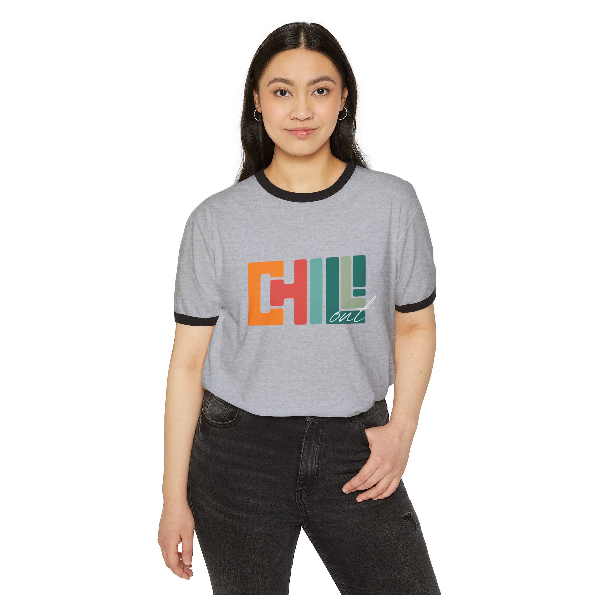 Chill Out Unisex Cotton Ringer T-Shirt, Relaxed Fit Tee, Casual Summer Top, Gift for Friends, Comfortable Everyday Wear, Unisex Tee - Image 3