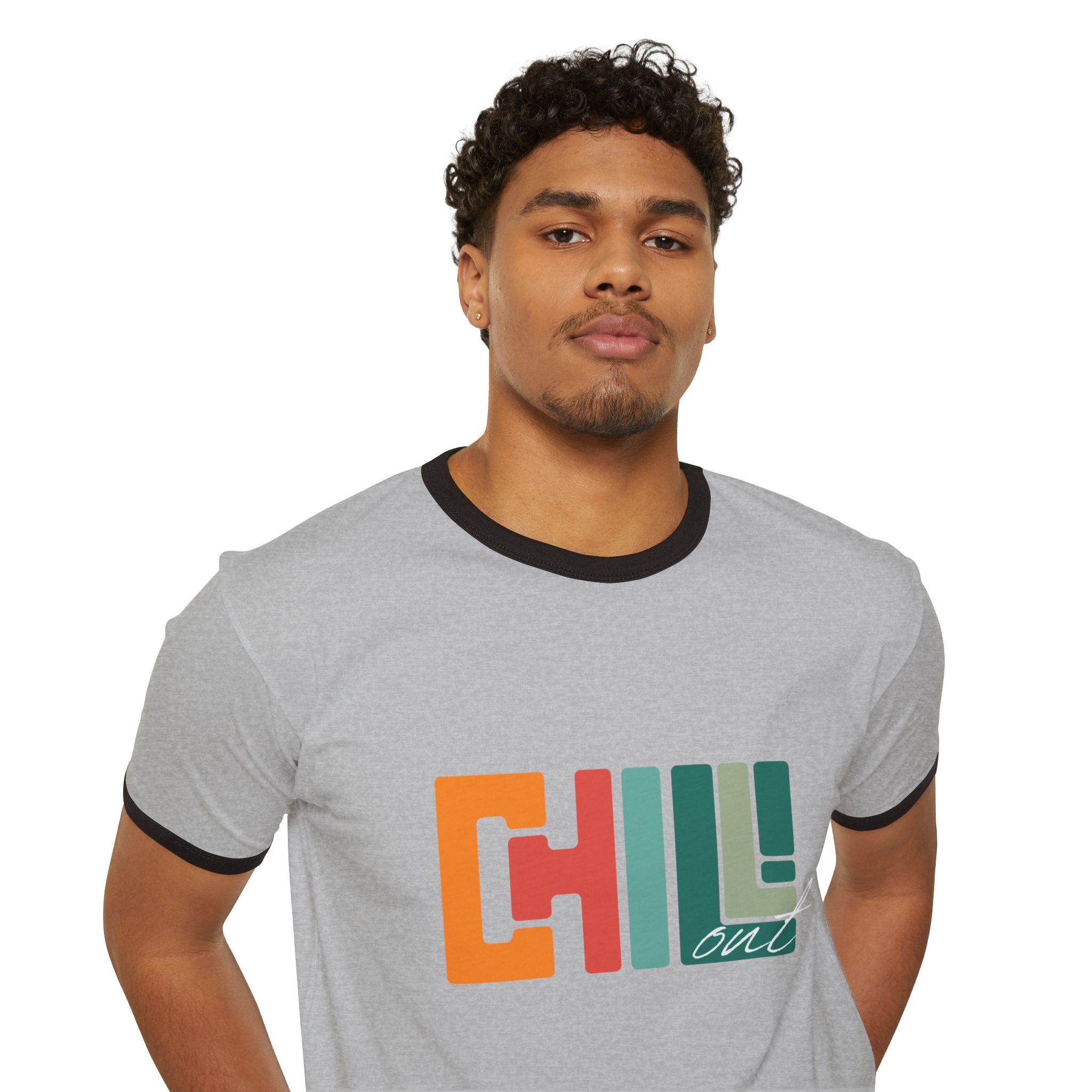Chill Out Unisex Cotton Ringer T-Shirt, Relaxed Fit Tee, Casual Summer Top, Gift for Friends, Comfortable Everyday Wear, Unisex Tee - Image 6