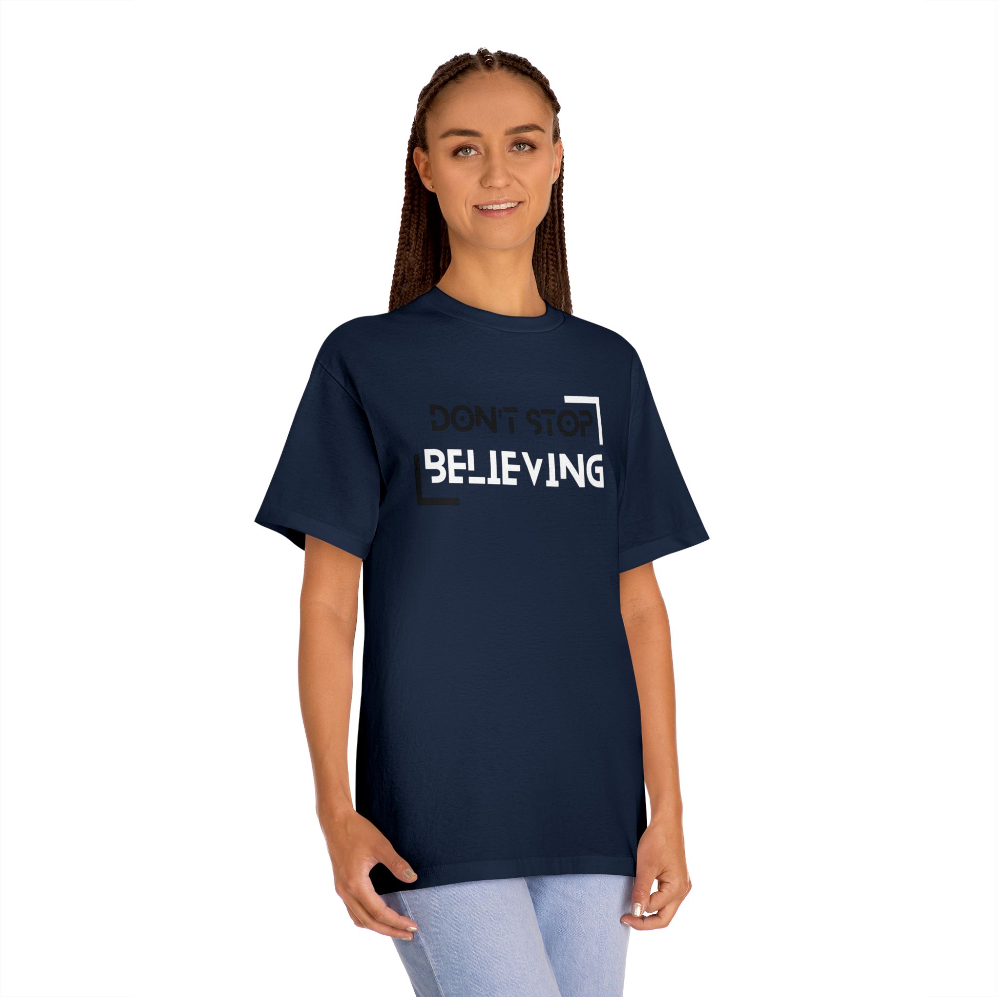 Don't Stop Believin' Unisex Classic Tee, Motivational T-Shirt, Inspirational Apparel, Gift for Music Lovers, Everyday Casual Wear, T-Shirt for Men and Women - Image 4
