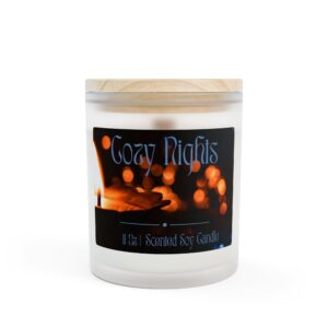 Cozy Nights 11oz Frosted Glass Candle | Scented Soy Candle | Perfect for Relaxation, Gifts, Home Decor, Spa Days, and Special Occasions