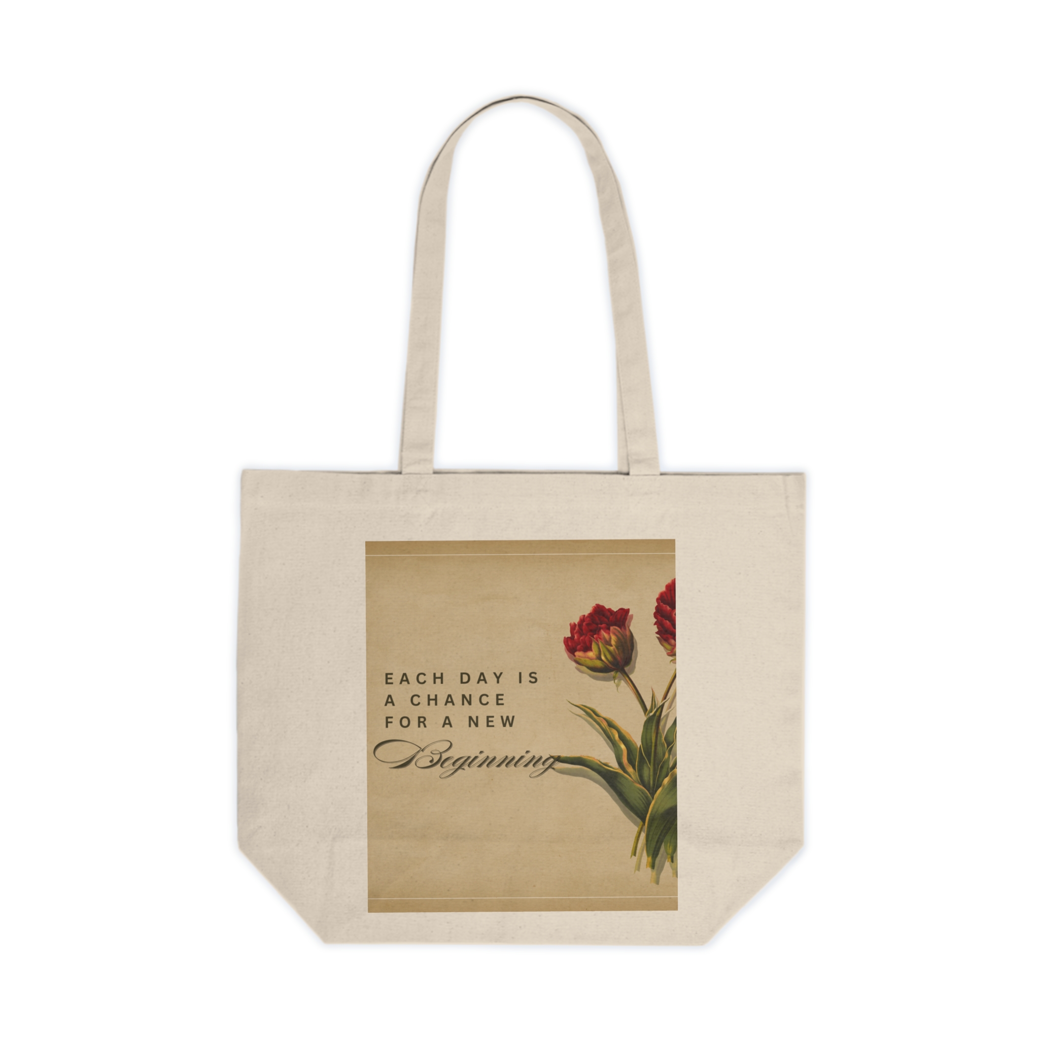 Inspirational Canvas Shopping Tote - Motivational Gift, Eco-Friendly Bag, Floral Tote, Beach Bag, New Beginnings - Image 3