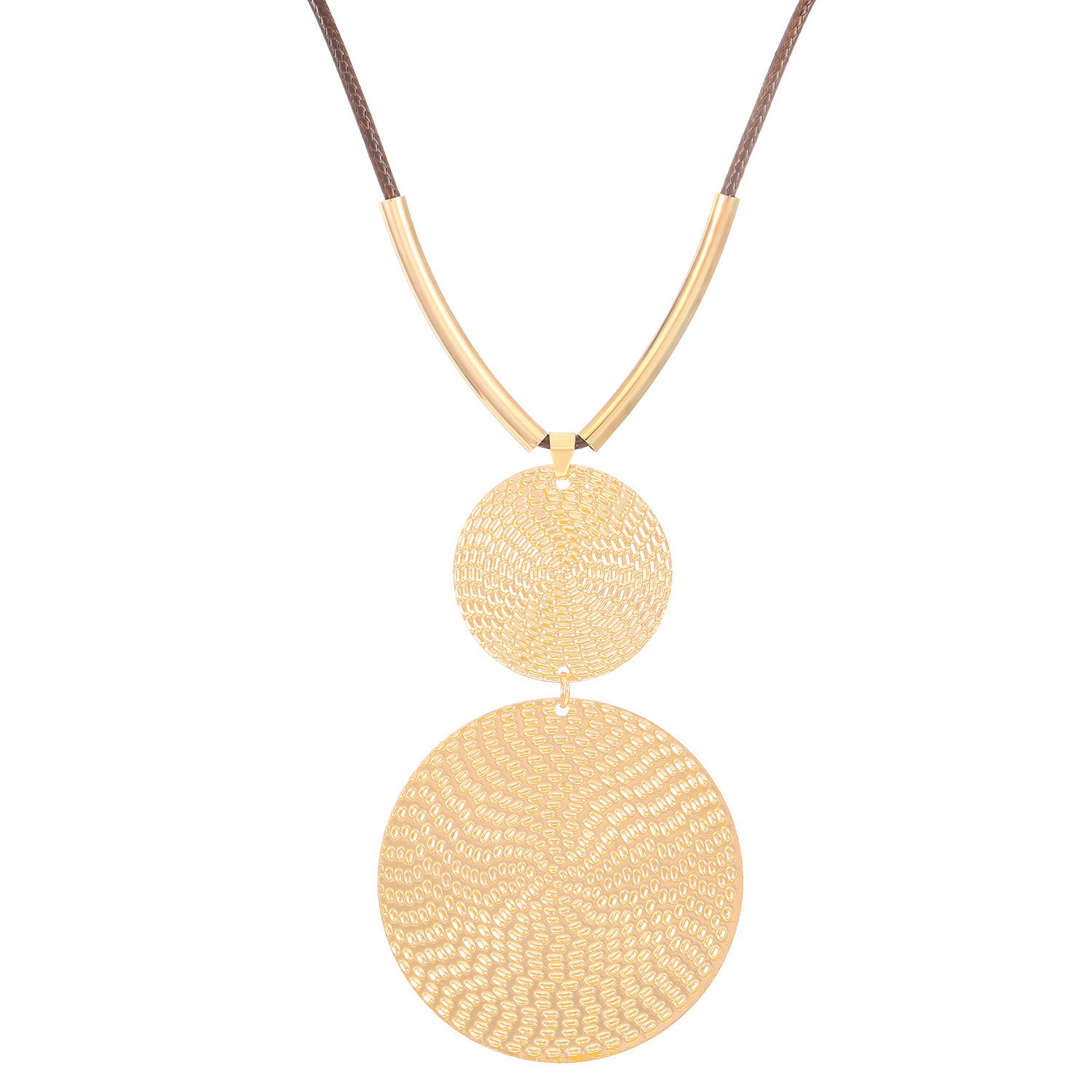 Pattern Double Round Pendant Necklace - Image 3