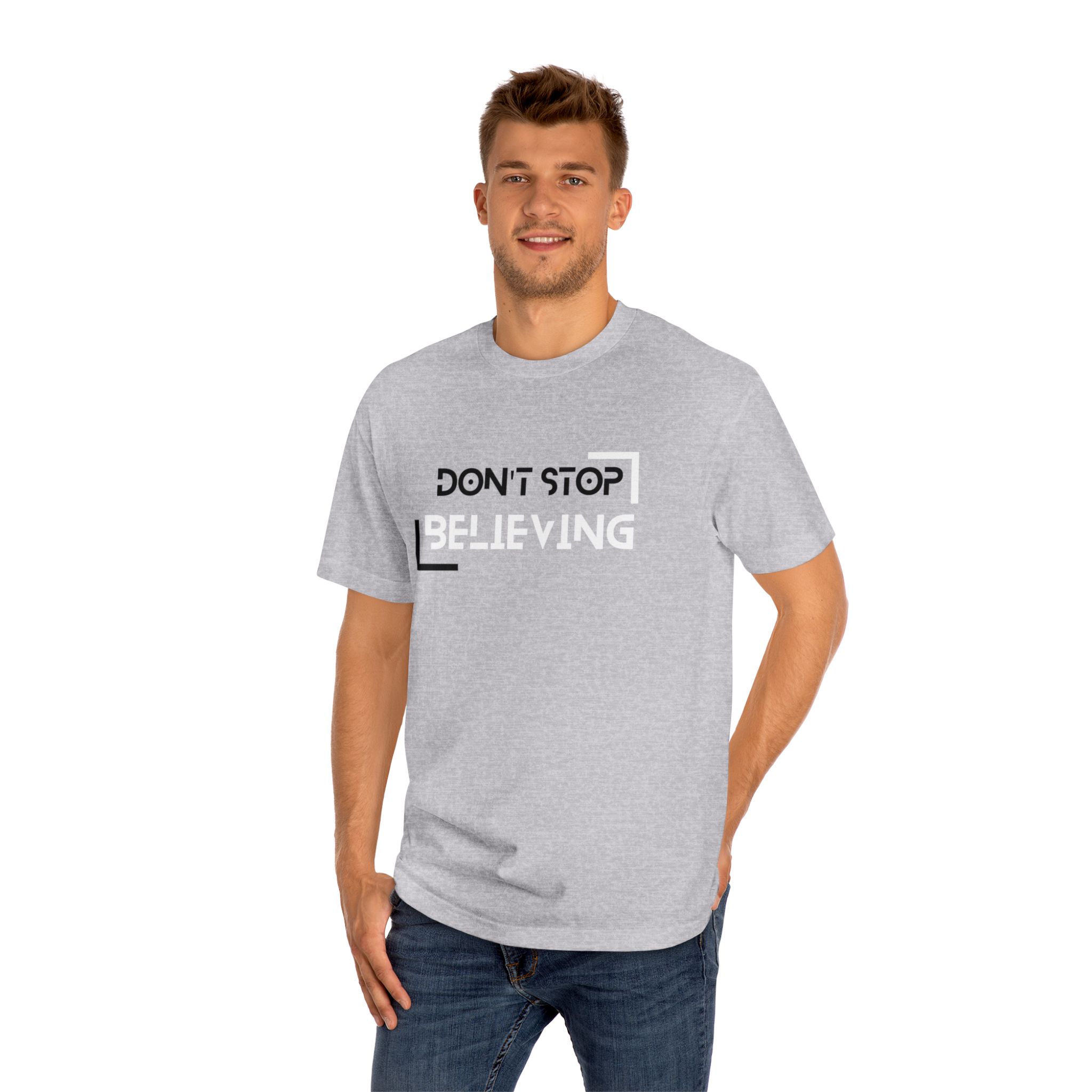 Don't Stop Believin' Unisex Classic Tee, Motivational T-Shirt, Inspirational Apparel, Gift for Music Lovers, Everyday Casual Wear, T-Shirt for Men and Women - Image 8