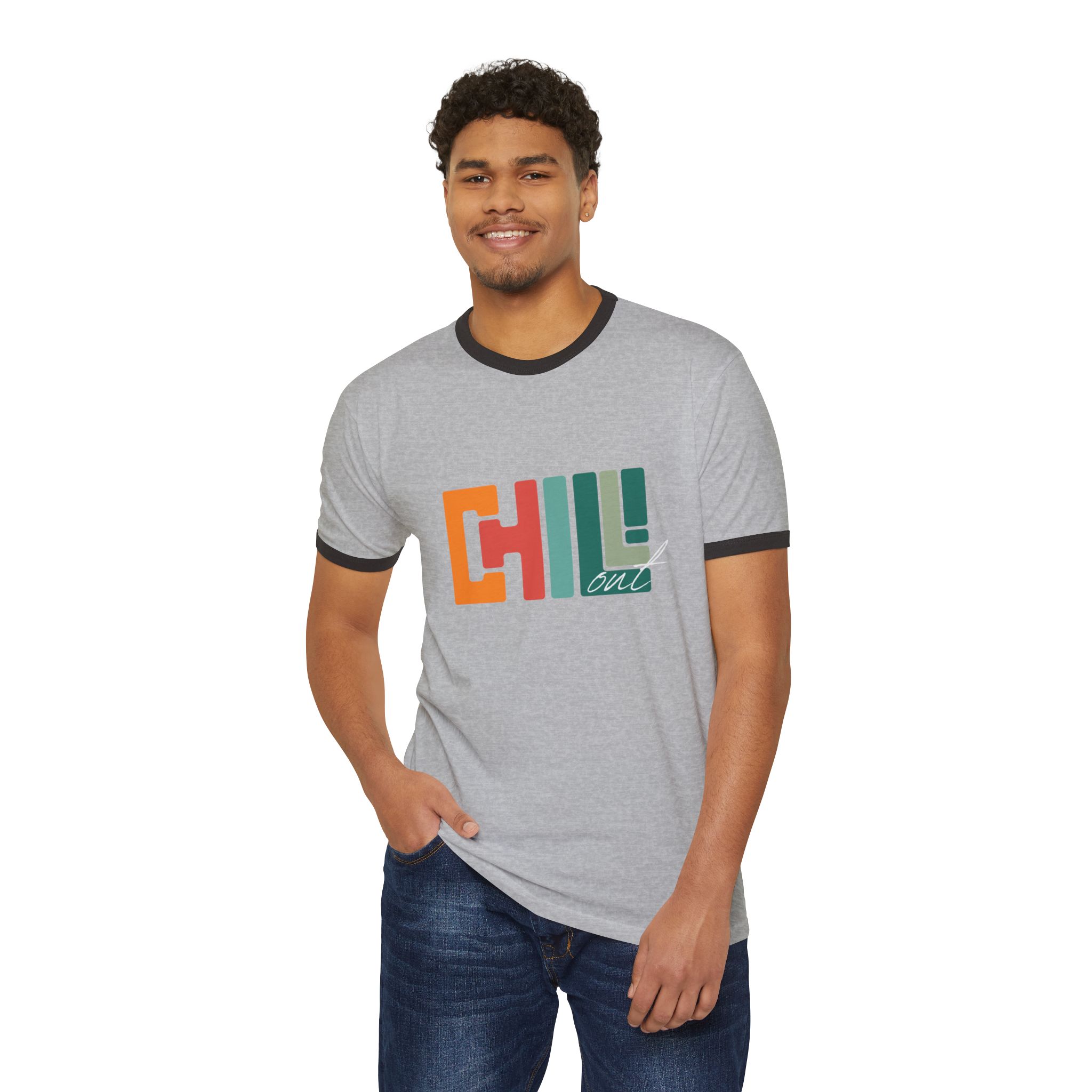 Chill Out Unisex Cotton Ringer T-Shirt, Relaxed Fit Tee, Casual Summer Top, Gift for Friends, Comfortable Everyday Wear, Unisex Tee