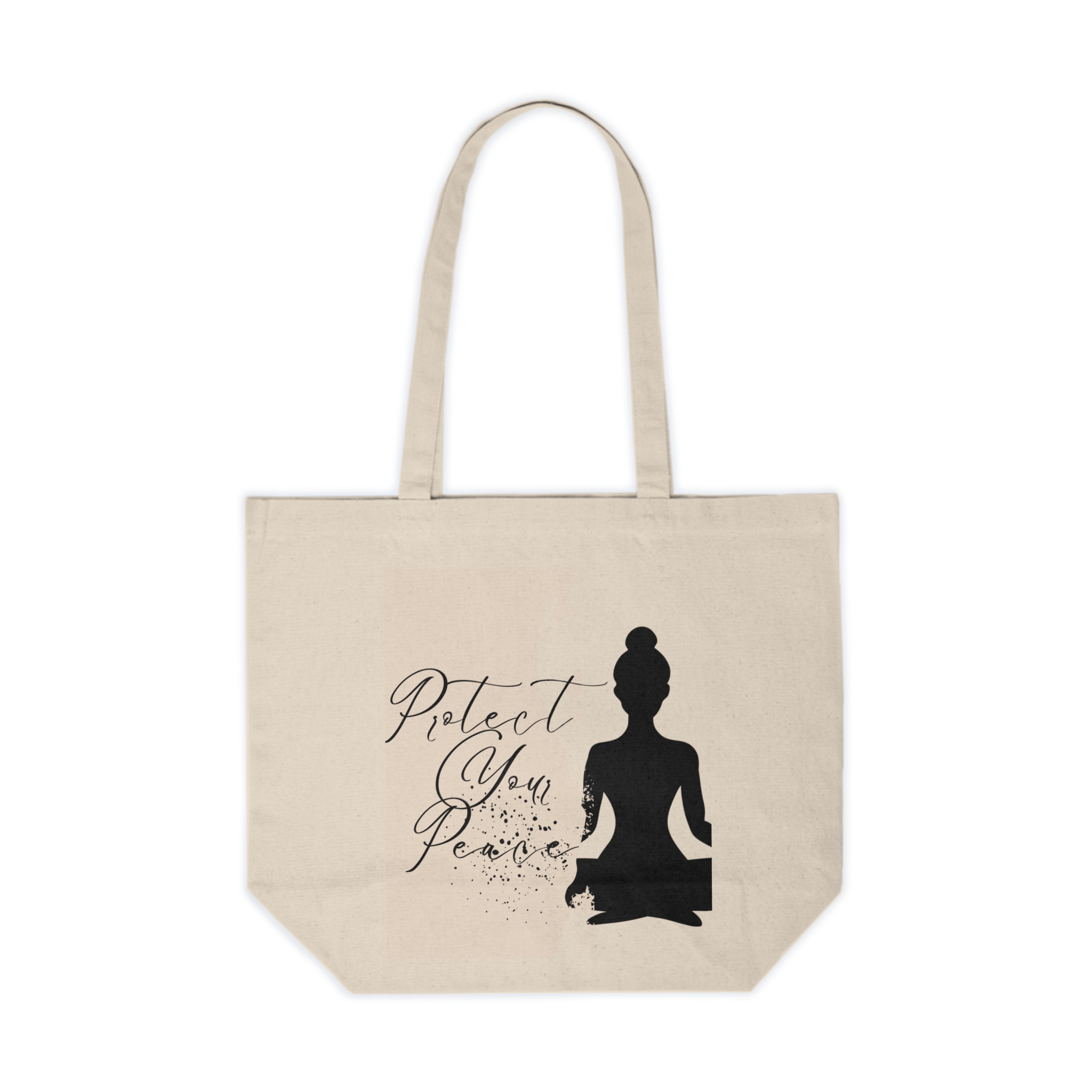 Mindful Meditation Tote, Eco-Friendly Canvas Shopping Bag, Yoga Lover Gift, Protect Your Peace, Boho Floral Market Bag - Image 2