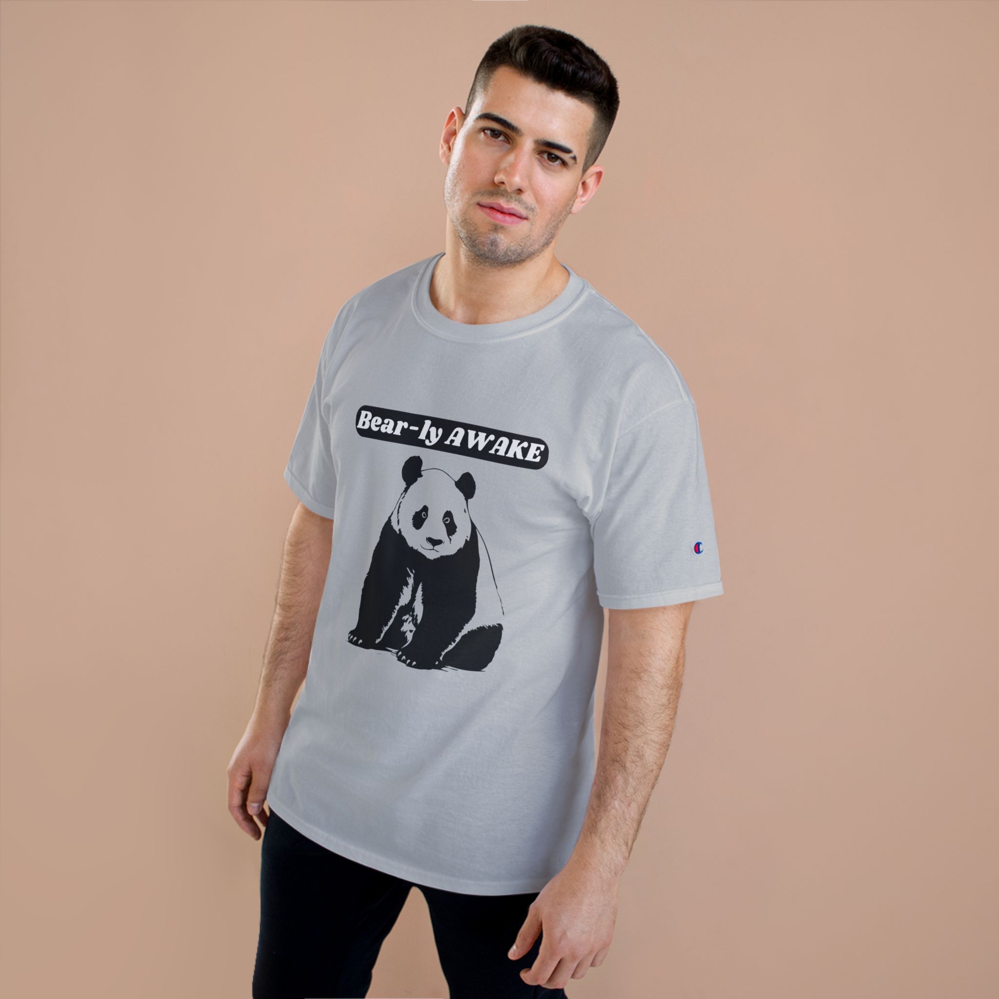 Panda Motivational T-Shirt - Bear-ly Awake, Cute Gift for Animal Lovers, Funny Tee for Coffee Lovers, Casual Wear, T-Shirt for Men - Image 6