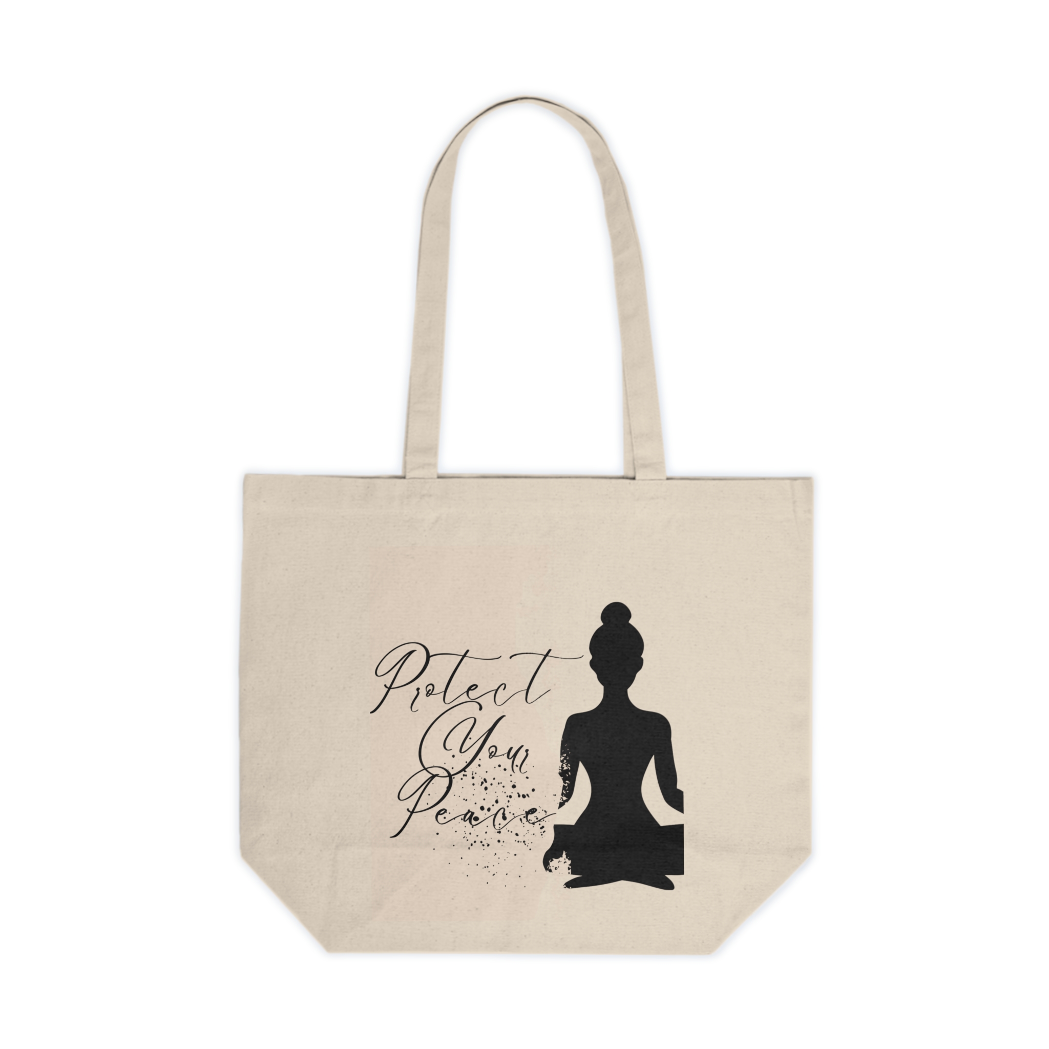 Mindful Meditation Tote, Eco-Friendly Canvas Shopping Bag, Yoga Lover Gift, Protect Your Peace, Boho Floral Market Bag - Image 3