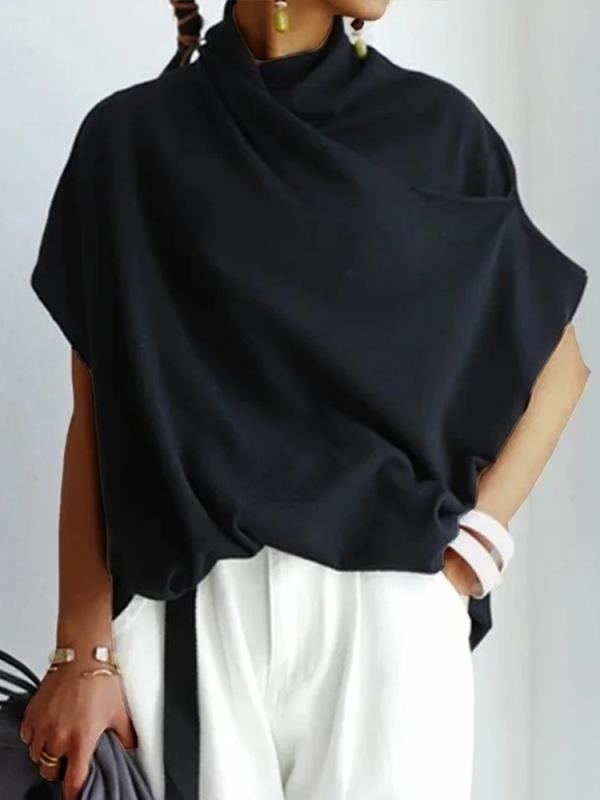 Loose Short Sleeve Batwing Female Shirt - Image 3