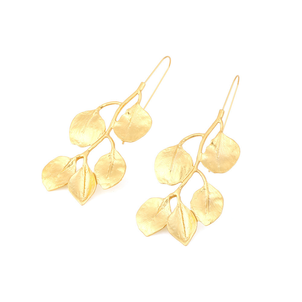 Vintage Temperament Long Gold Leaf Earrings - Image 5