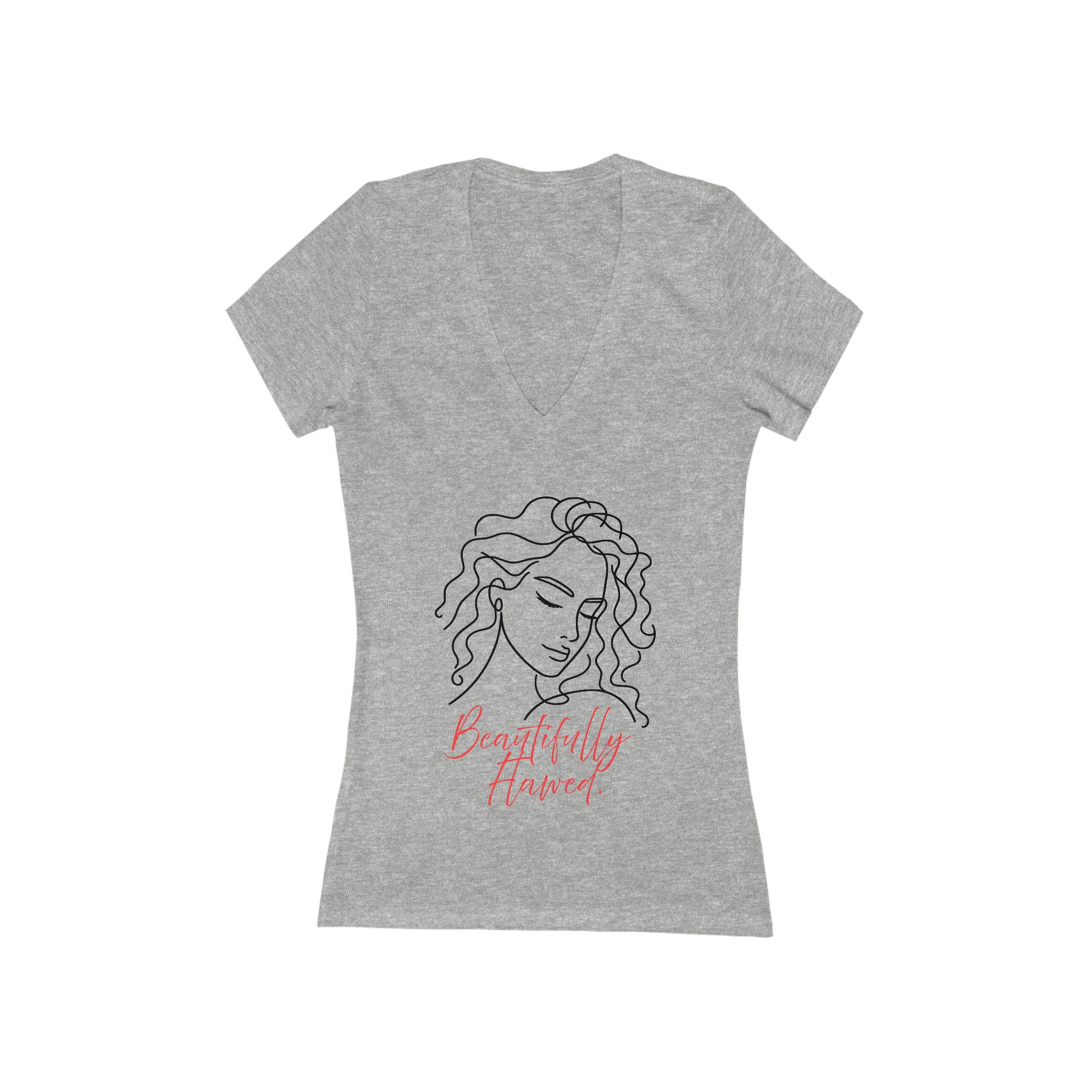 Beautifully Flawed Women's V-Neck Tee, Casual Top, Unique Gift, Inspirational Shirt, Boho Style T-Shirt, Everyday Wear, Women's T-Shirt - Image 4