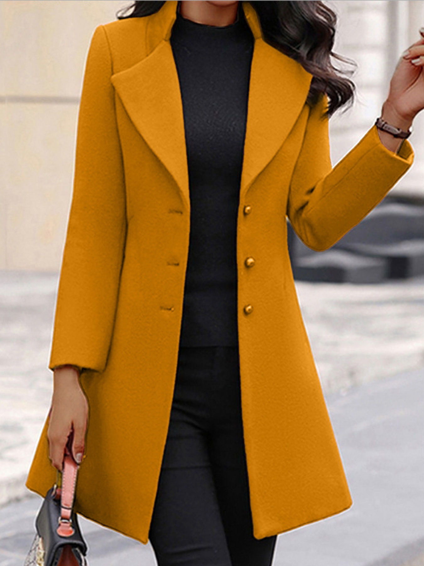 Single-Breasted Slim-Fit Lapel Winter Coat - Image 2