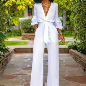 V-neck Long Sleeve One-piece Women Suit