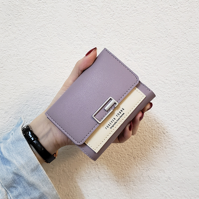 Women's Fashion Simple Folding Clashing Wallet - Image 5