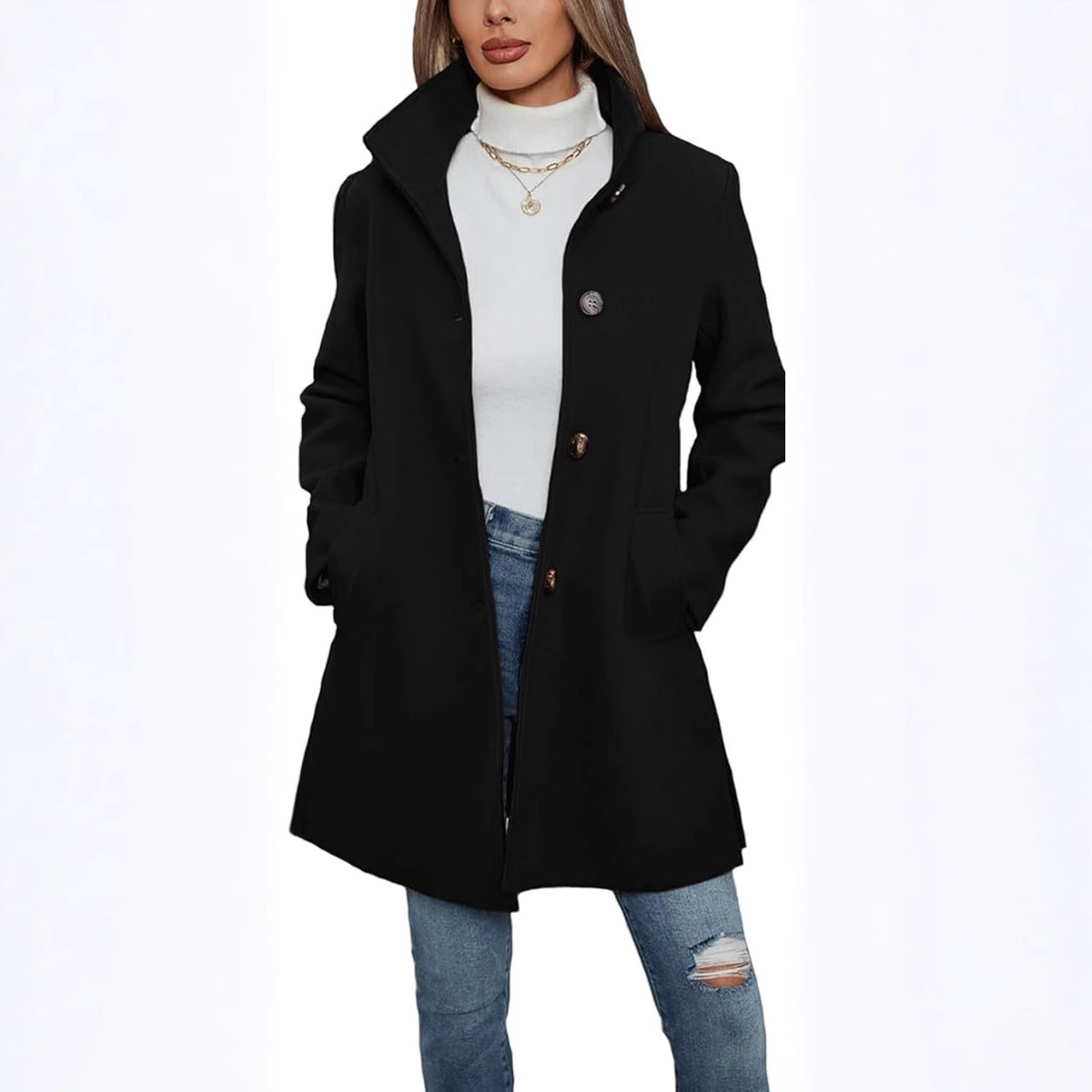 Casual Autumn And Winter Long Sleeve Woolen Coat - Image 7