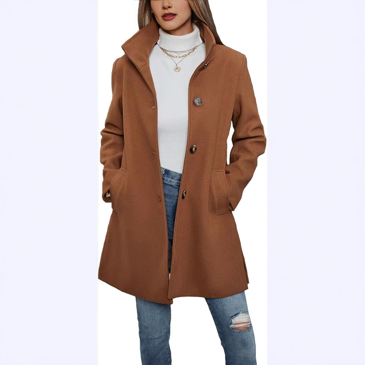 Casual Autumn And Winter Long Sleeve Woolen Coat - Image 8